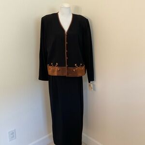 NWT D.J. Summers Chic 2-Piece Black and Copper Brown Evening Skirt Set
